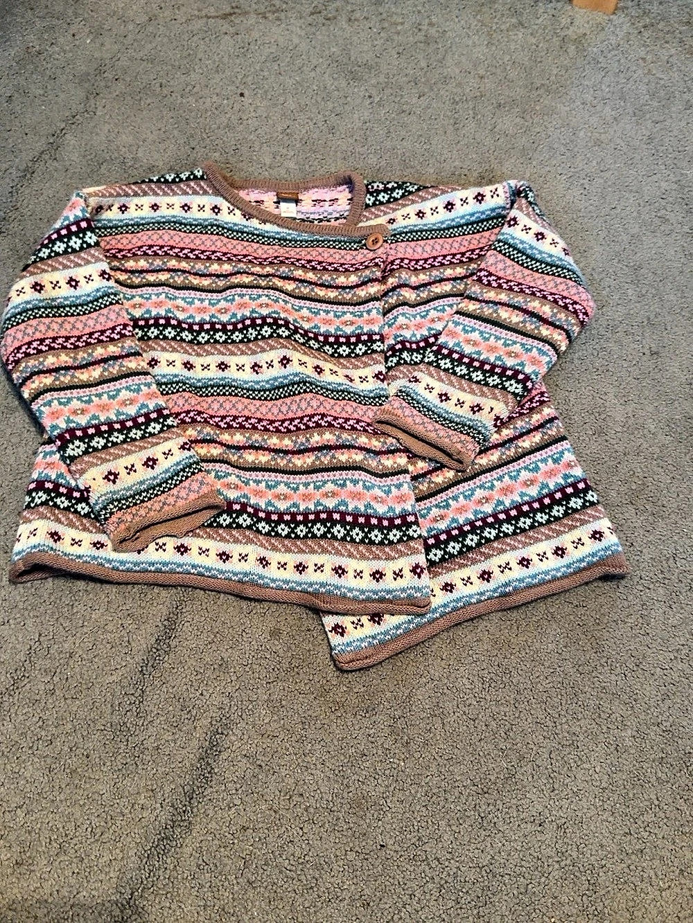 tea Girls Geometric Sweater Size Medium Pink Multicolor